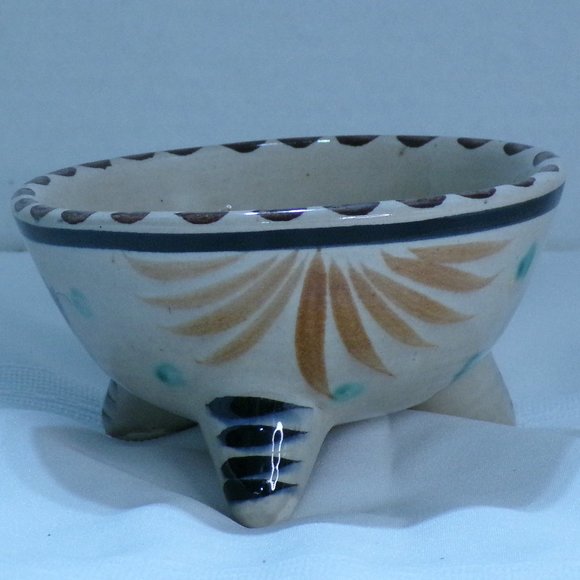 CAT Mexico Pottery Salsa Guacamole Footed Bowl 3669 - Picture 3 of 7